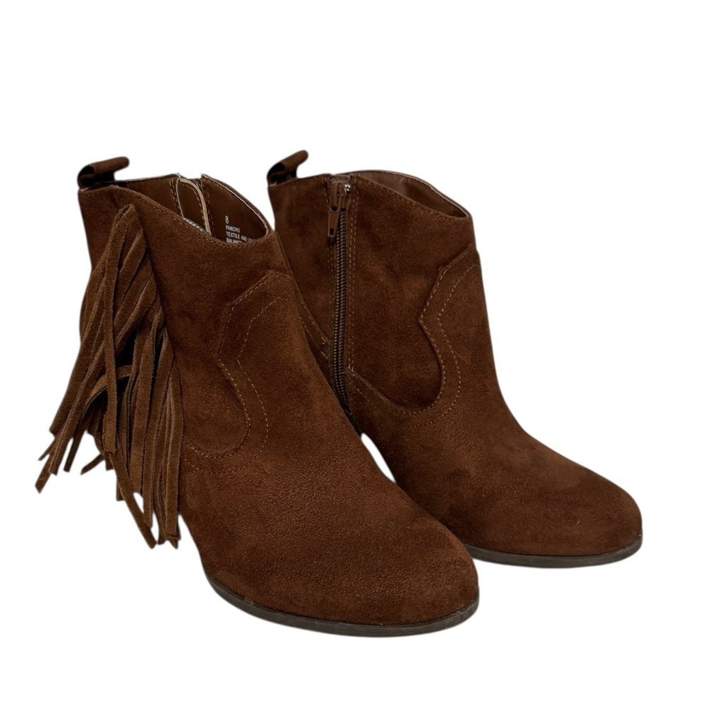 Madden Girl Ohio Suede Fringe Fall Winter Boho Ankle Boot Booties Brown 8